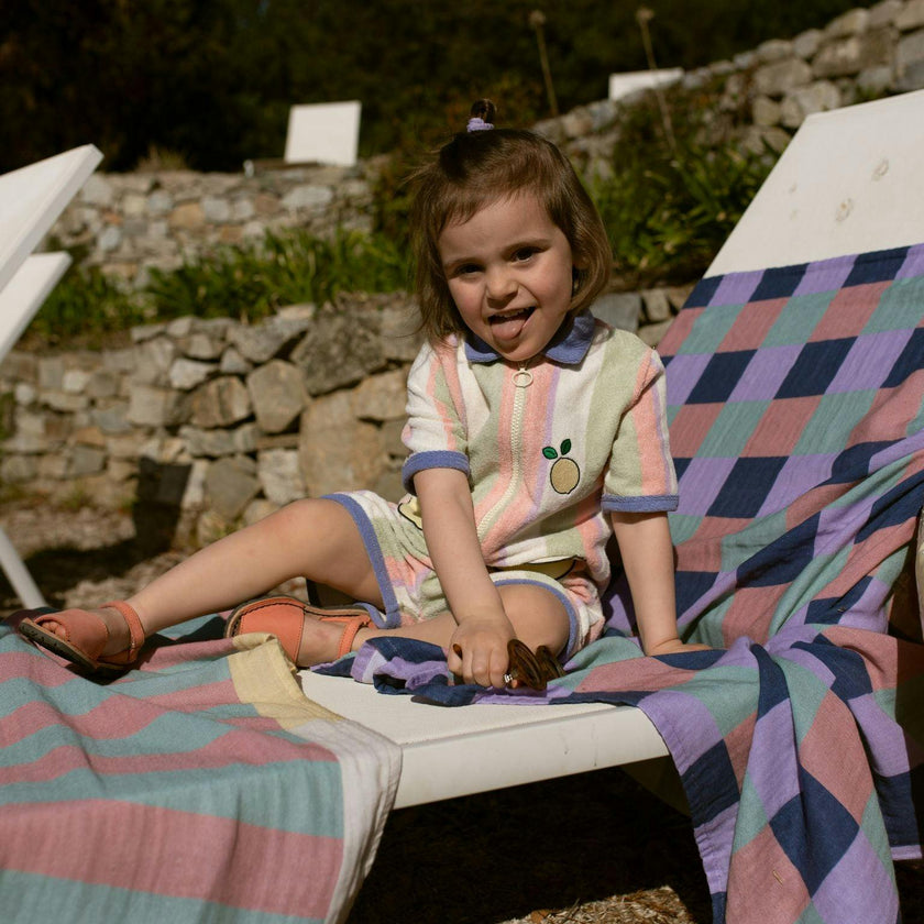 children's terry jumpsuit - tropical stripes