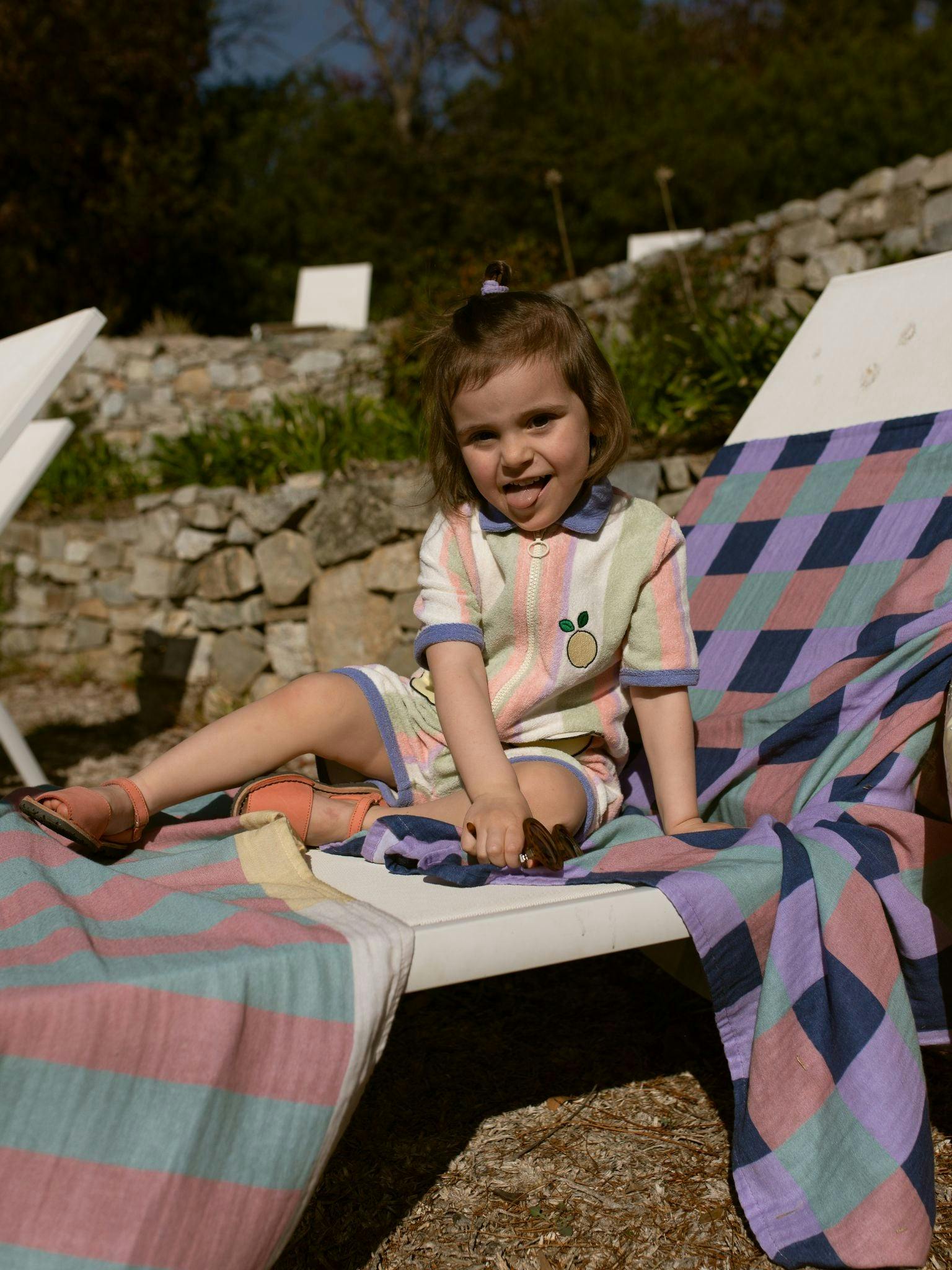 children's terry jumpsuit - tropical stripes
