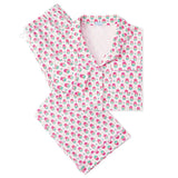 Geranium Block Women’s Button Front Long Pajama Set