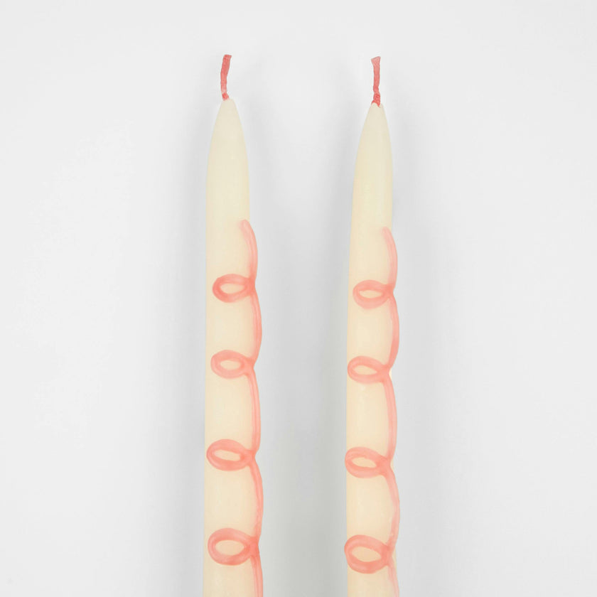 Pink Swirl Taper Candles