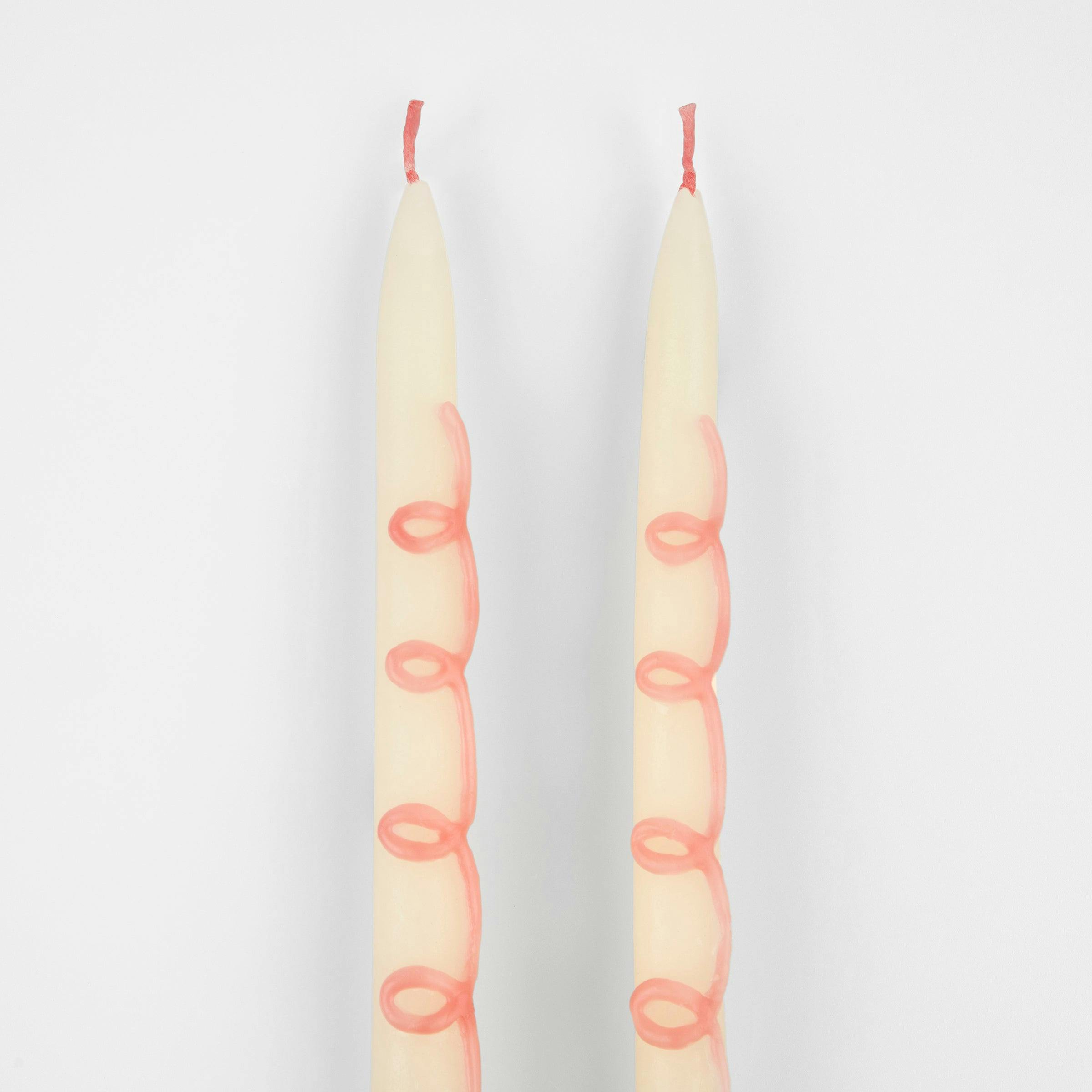 Pink Swirl Taper Candles