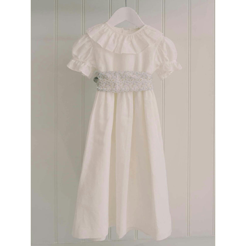 White Vega Floral Long Ceremony Girl Dress