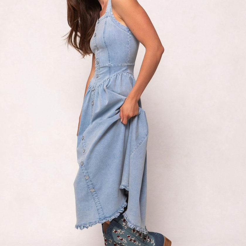 Rosemary Cowgirl Boots in Denim