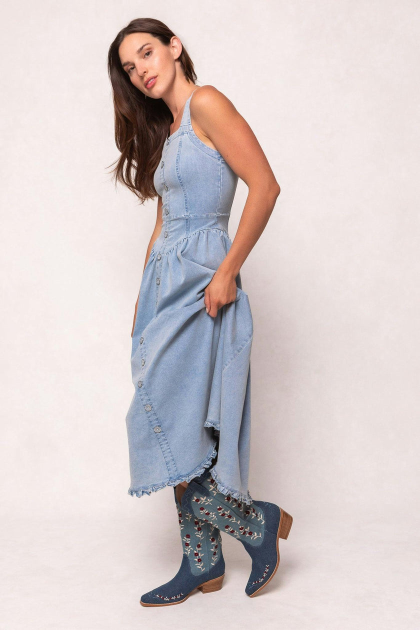 Rosemary Cowgirl Boots in Denim