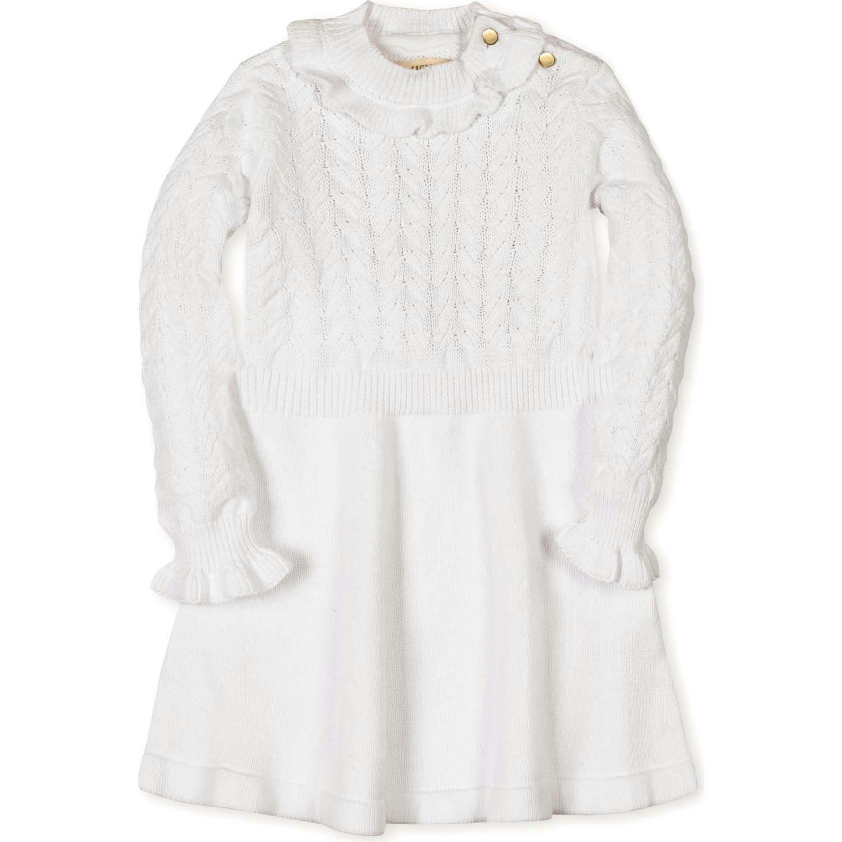 BabyOrganic Chunky Ruffle Edge Sweater Dress, White