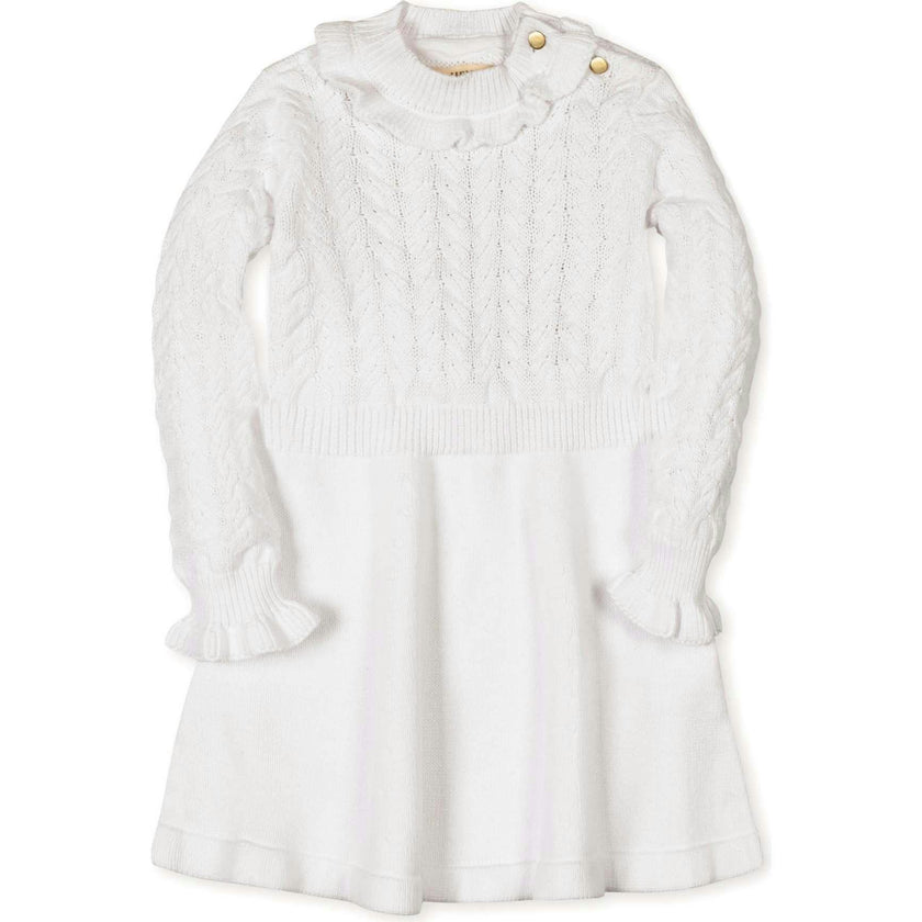 BabyOrganic Chunky Ruffle Edge Sweater Dress, White
