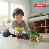 Schleich Farm World: Tractor With Trailer - Farm Work Figurine Playset