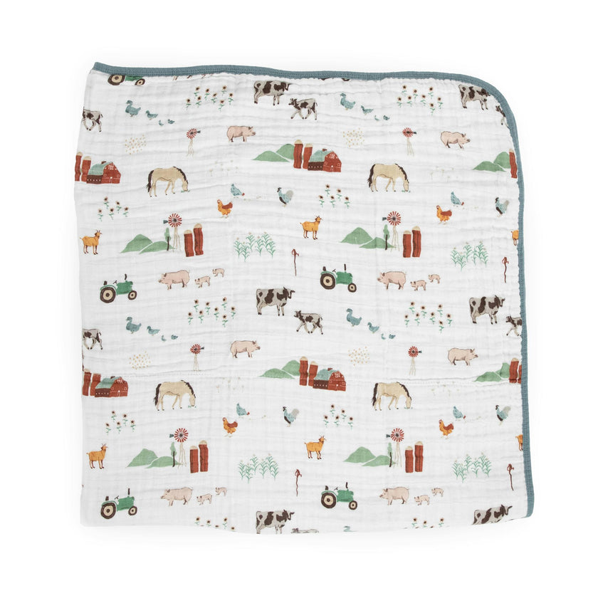 Original Cotton Muslin Quilt - Farmyard