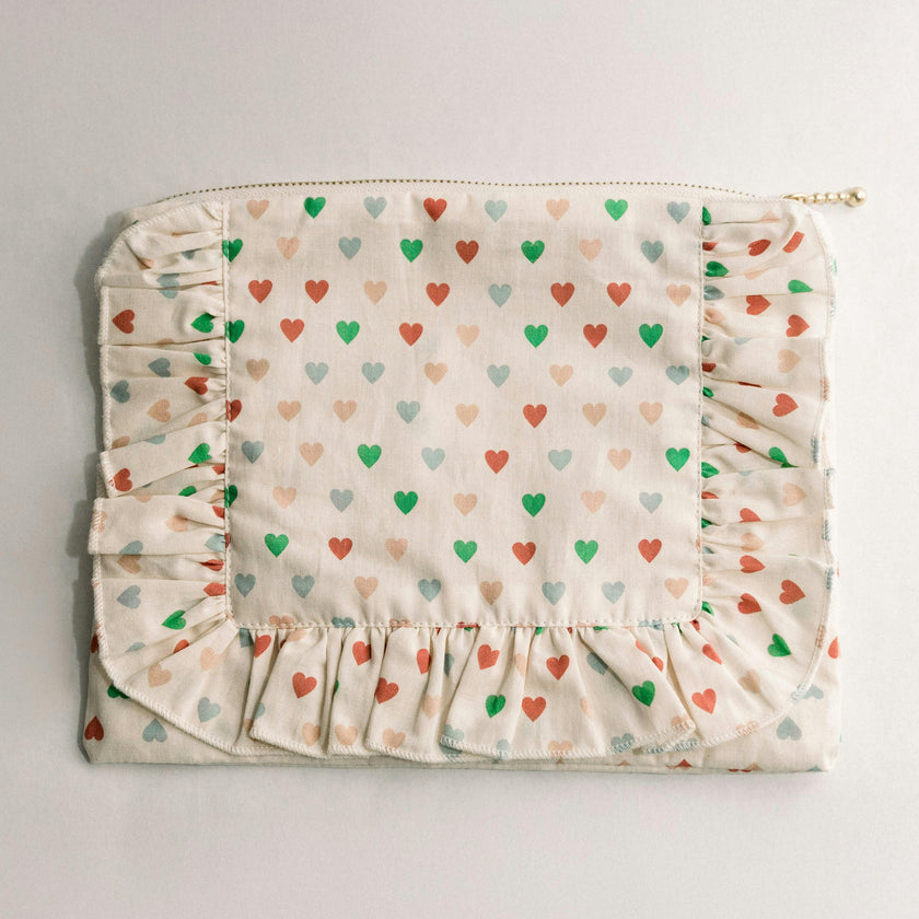 Love In Bloom Timless Floral Ruffle Zipper Pouch