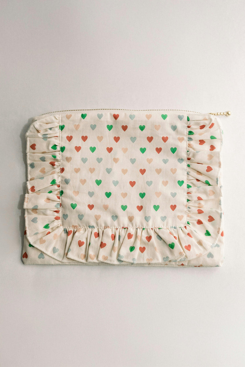 Love In Bloom Timless Floral Ruffle Zipper Pouch