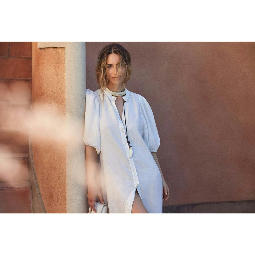Bubble Linen Dress - Off White