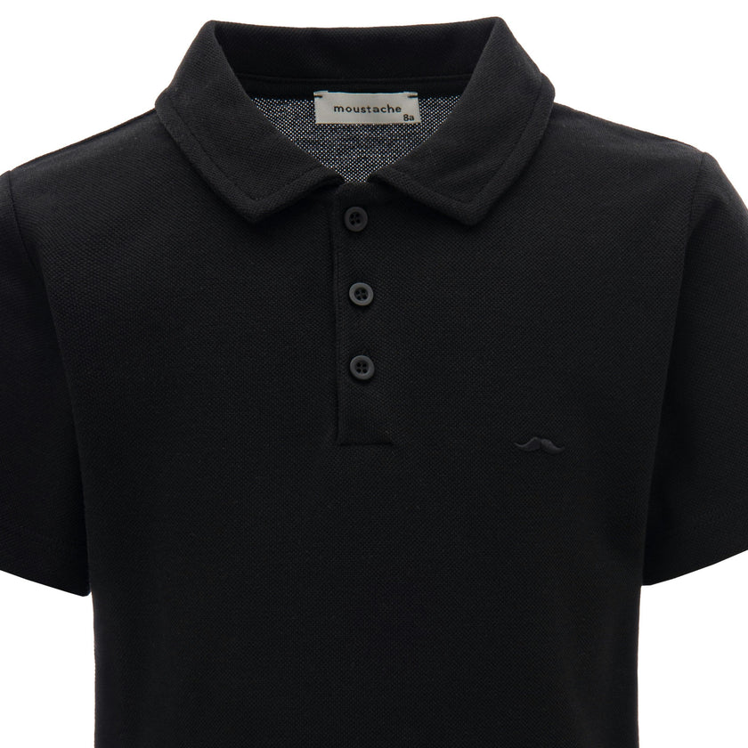 Black Solid Logo Polo