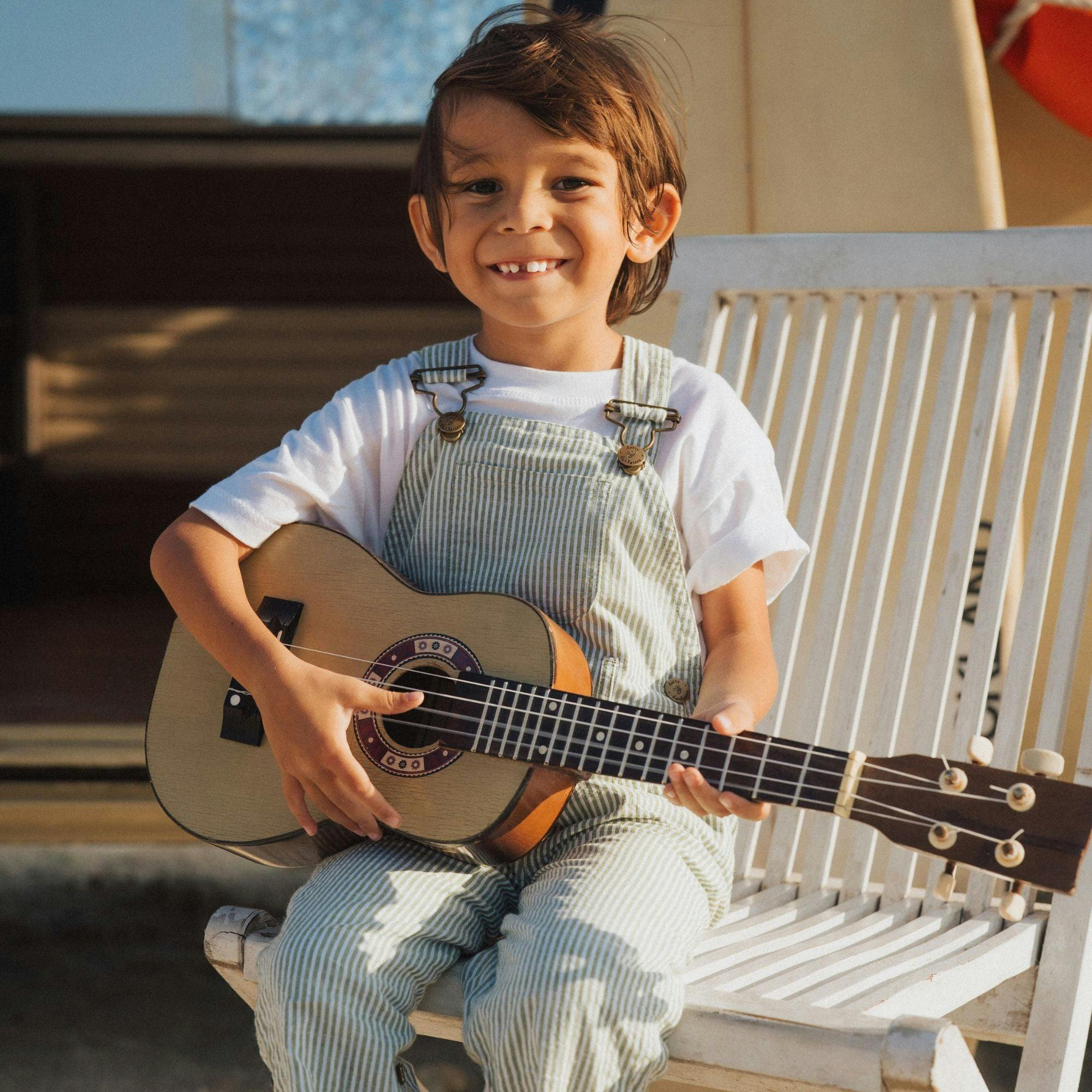 Olive Seersucker Overalls