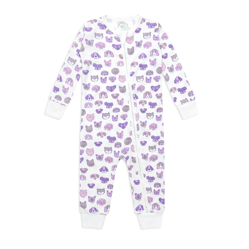 Mini Woof Squad Lilac Zip-up Bodysuit