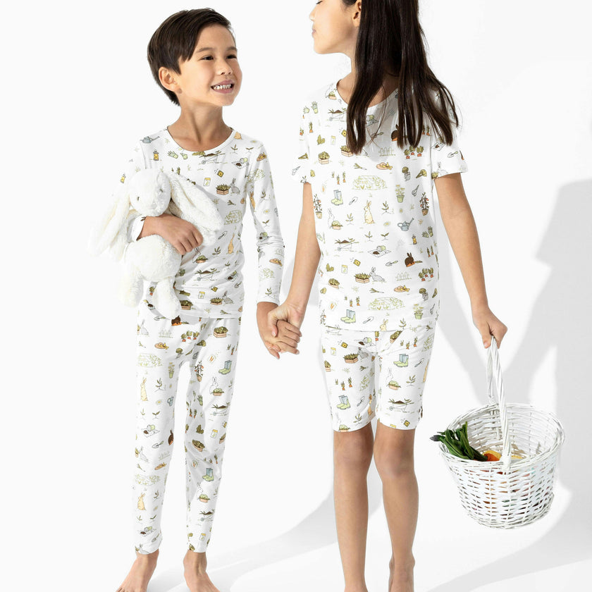Bunny Garden Bamboo Kids Pajama Short Set