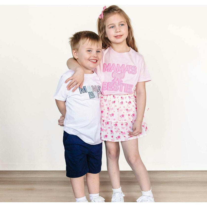 Mama's Boy Patchwork Short Sleeve T-Shirt - White