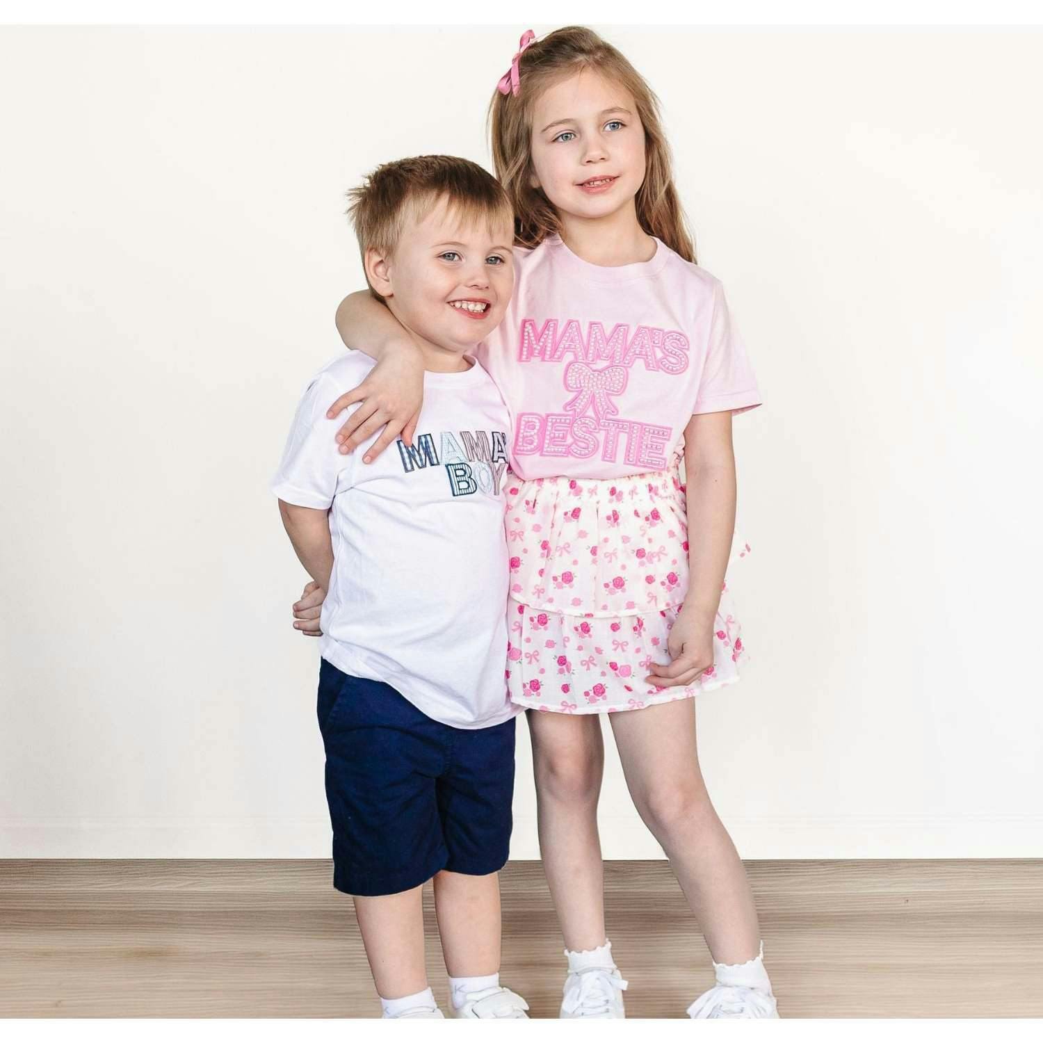 Mama's Boy Patchwork Short Sleeve T-Shirt - White