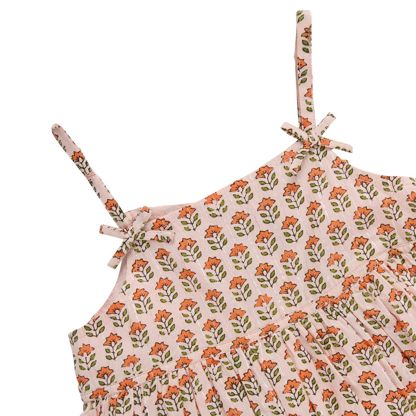 Baby Girls Tia Dress Set - Pink Prairie Block Print