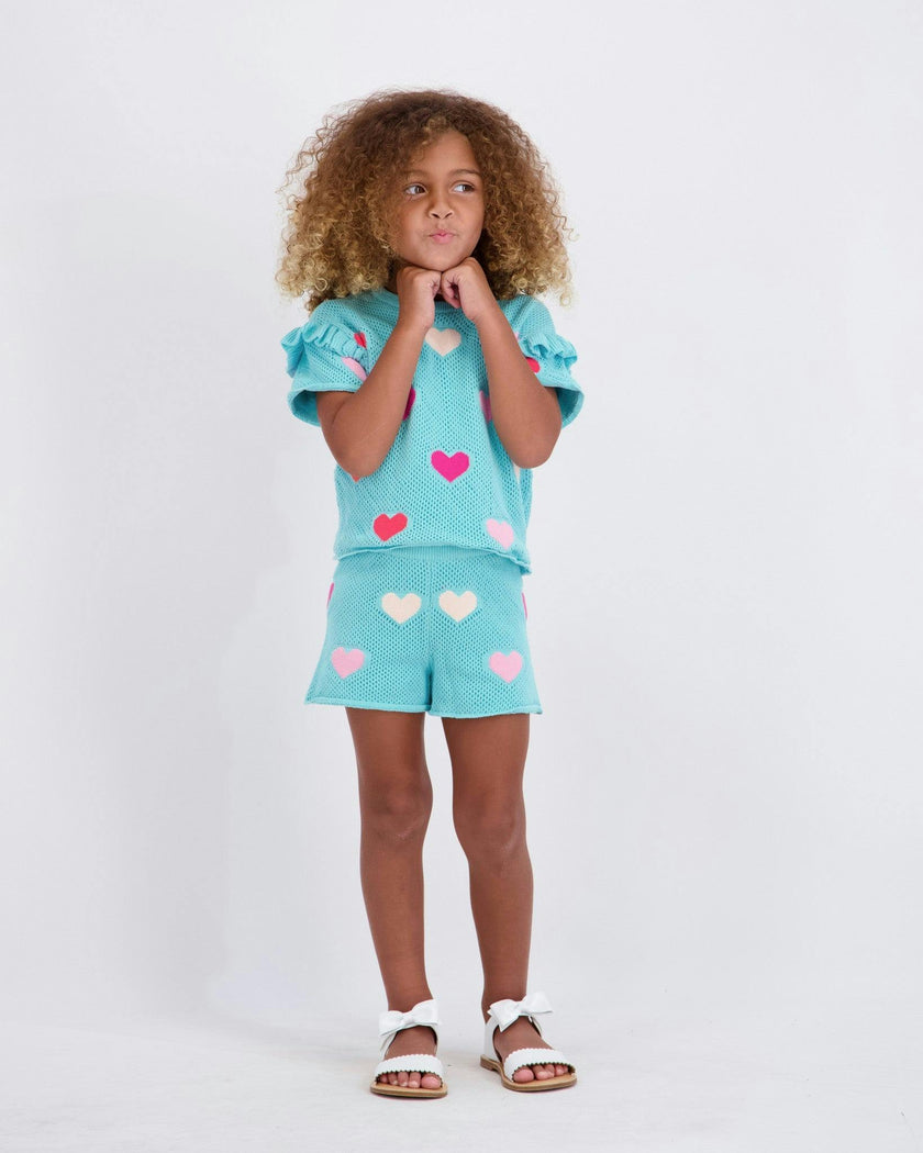 Girls Heart Crochet Set | Aqua Hearts