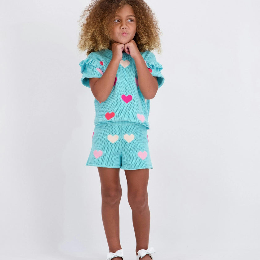 Girls Heart Crochet Set | Aqua Hearts