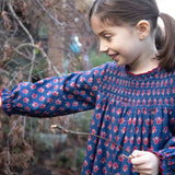 Girls All-Over Print Smocked Long Sleeve Dress