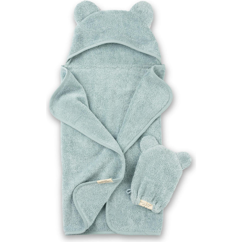 Hooded Towel + Wash Mitt Set Fog