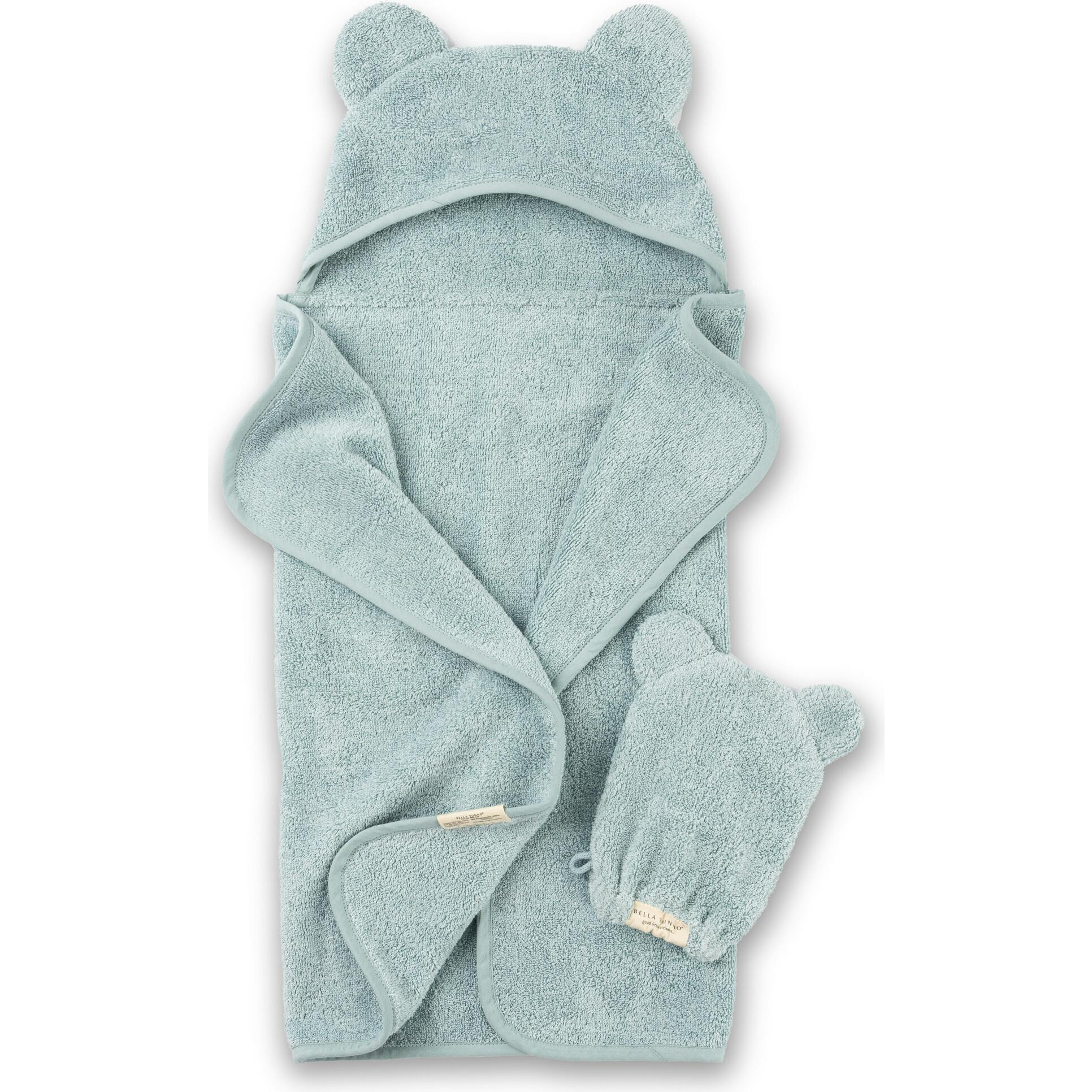 Hooded Towel + Wash Mitt Set Fog