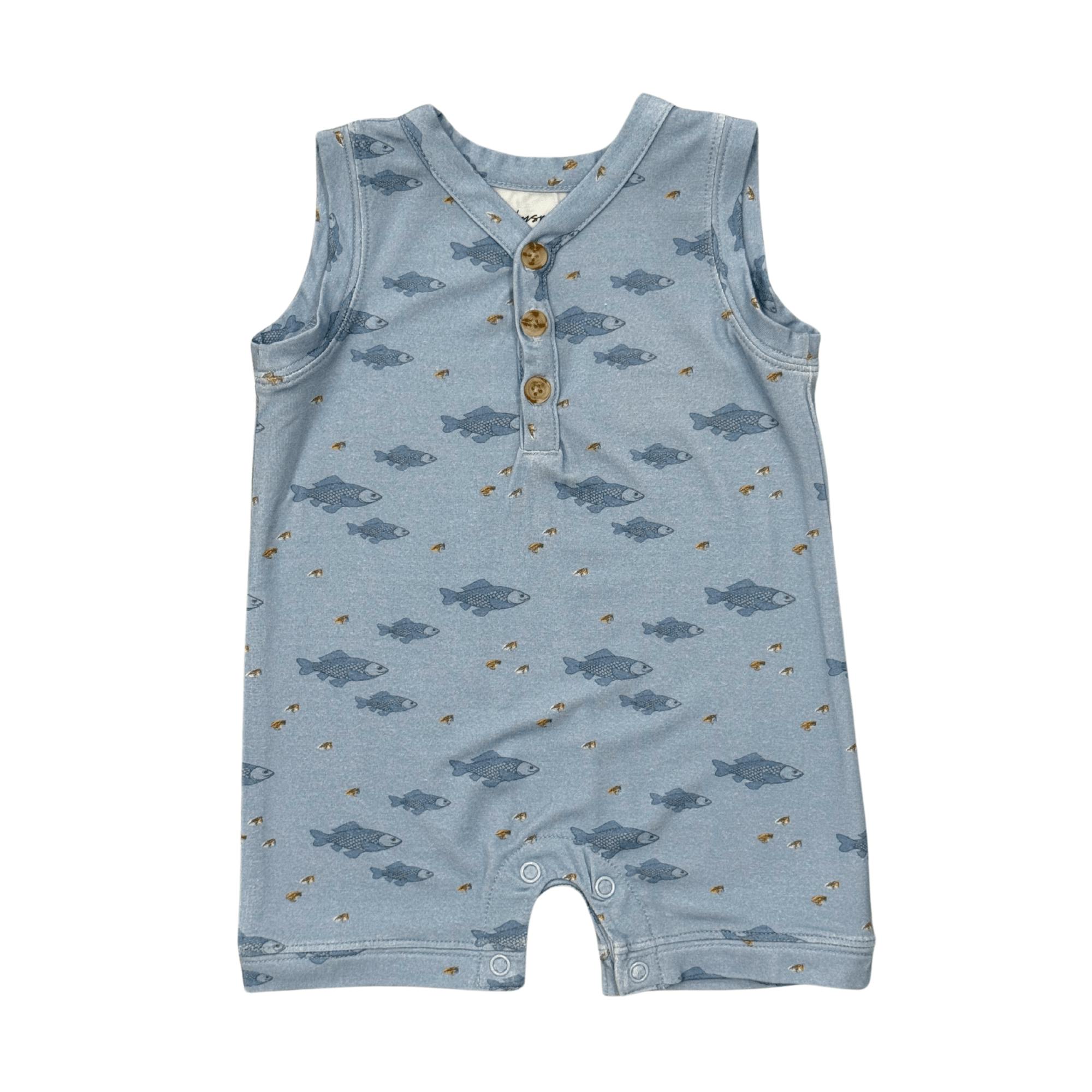 Baby Boy Sleeveless Romper in Fish