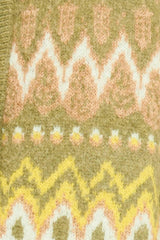 Cusco Fairisle Knit Cardigan in Olive Oil