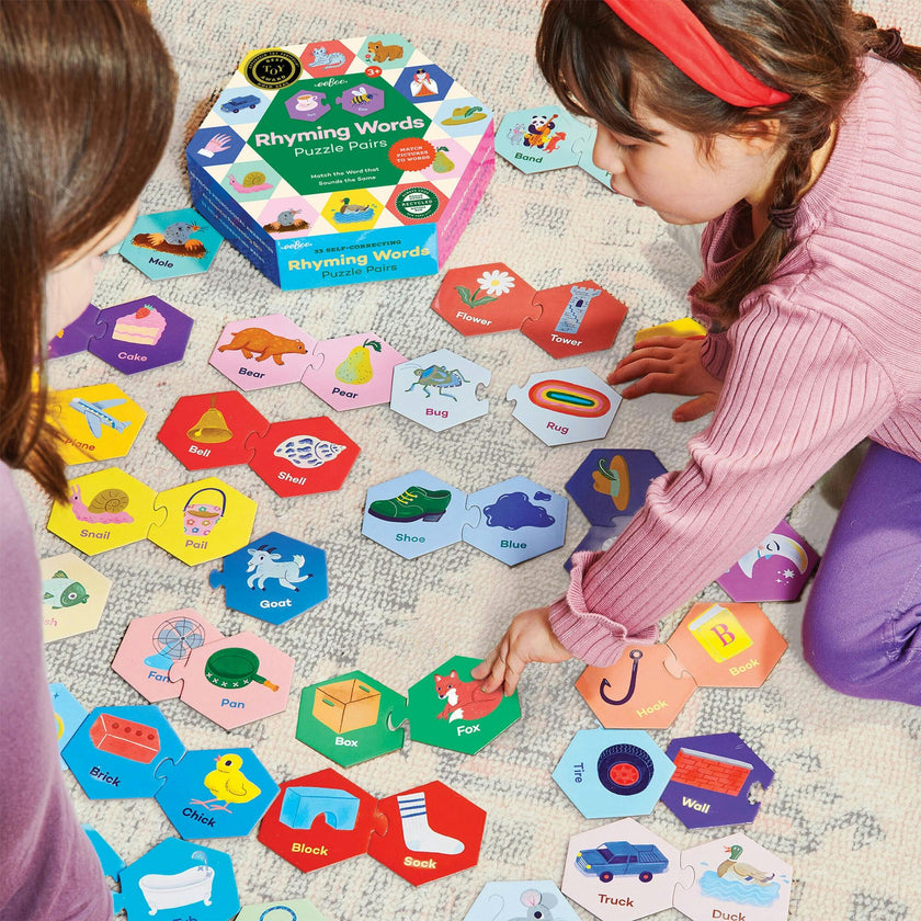 Hexagon Puzzle Pairs: Rhyming Words