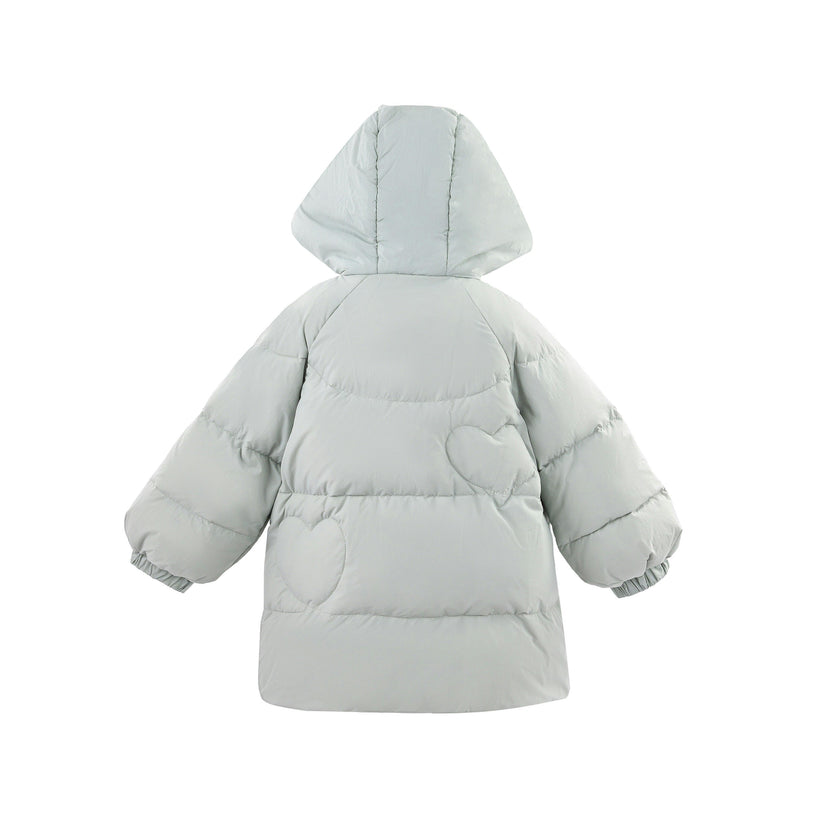 Blue Heart-Quilted Puffer Jacket