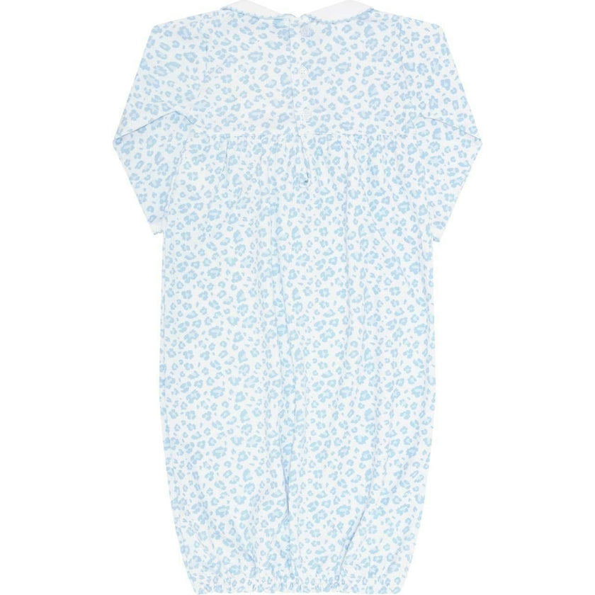Blue Cheetah Print Smocked Gown
