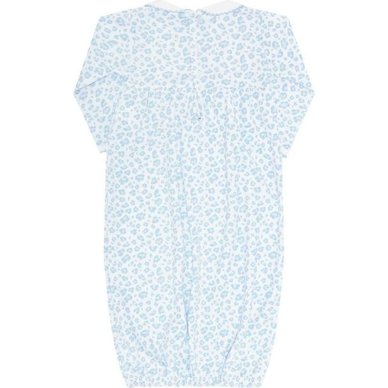 Blue Cheetah Print Smocked Gown