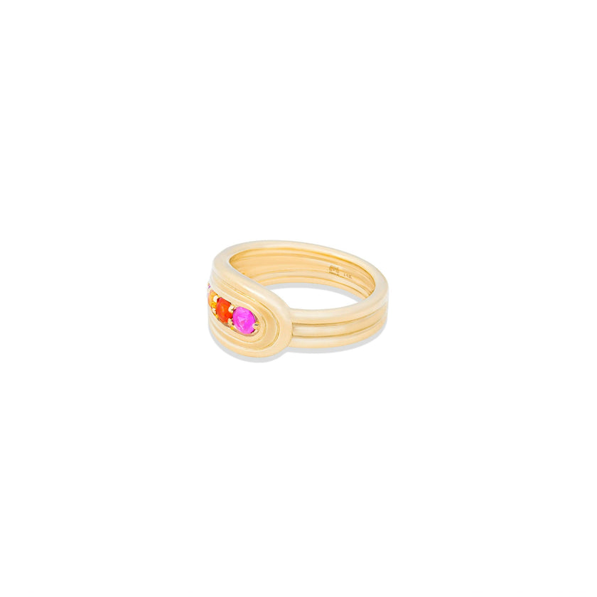 Found Nest Bypass Ring - Pink, Orange & Yellow Sapphire