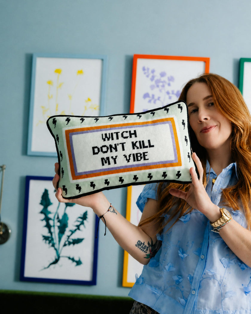 Witch Don't Kill My Vibe Needlepoint Pillow