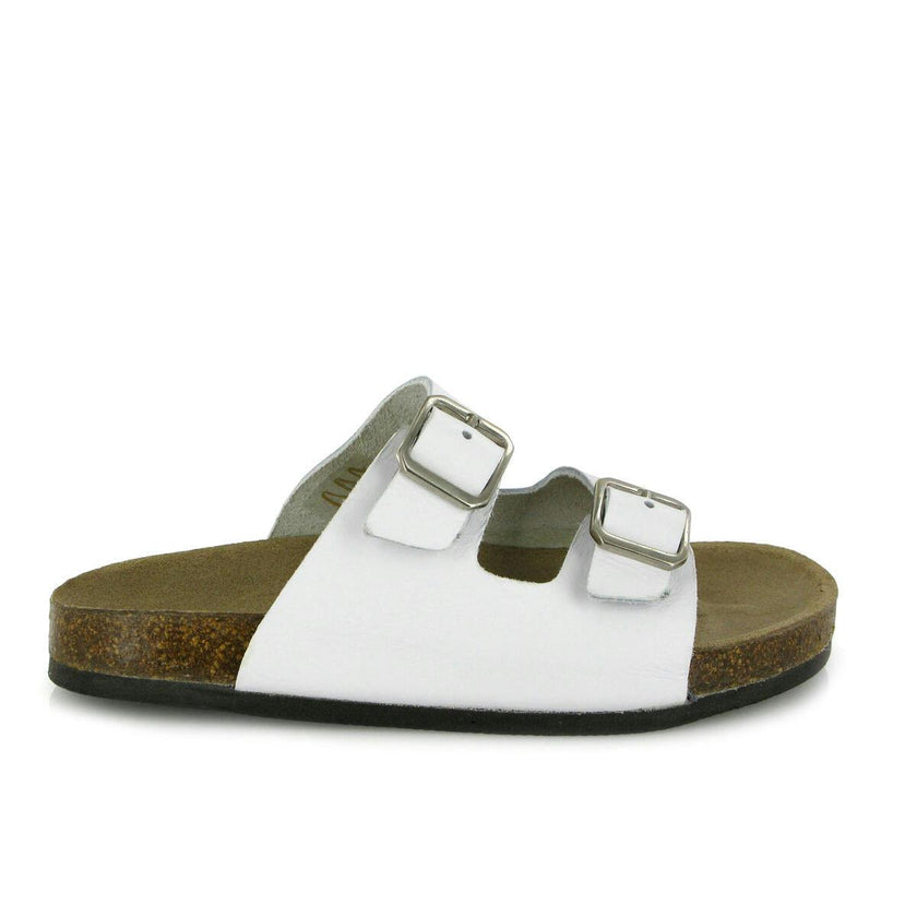 Smooth Leather Two Velcro Sandal, White