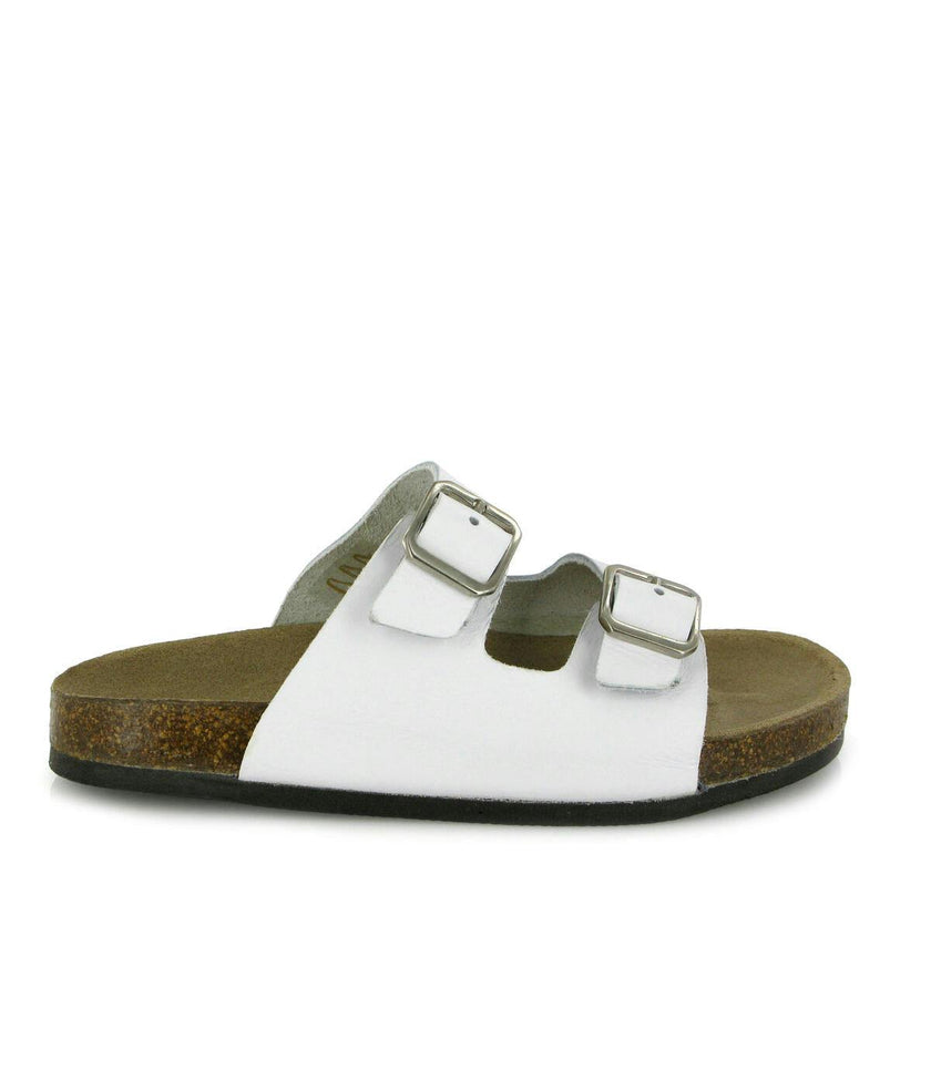 Smooth Leather Two Velcro Sandal, White