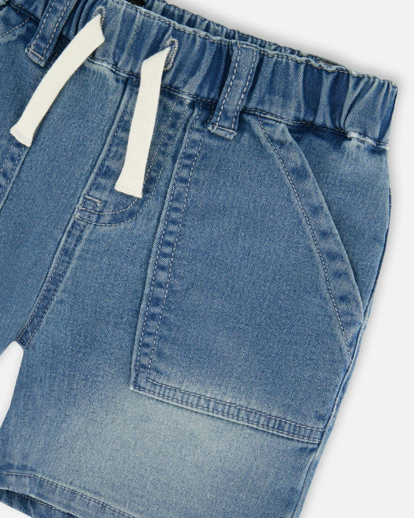 French Terry Denim Shorts