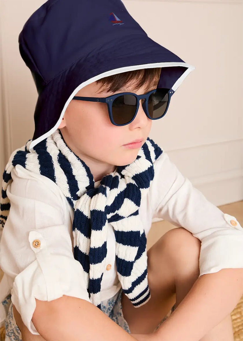 Boat Embroidered Beach Hat in Navy (S-L)