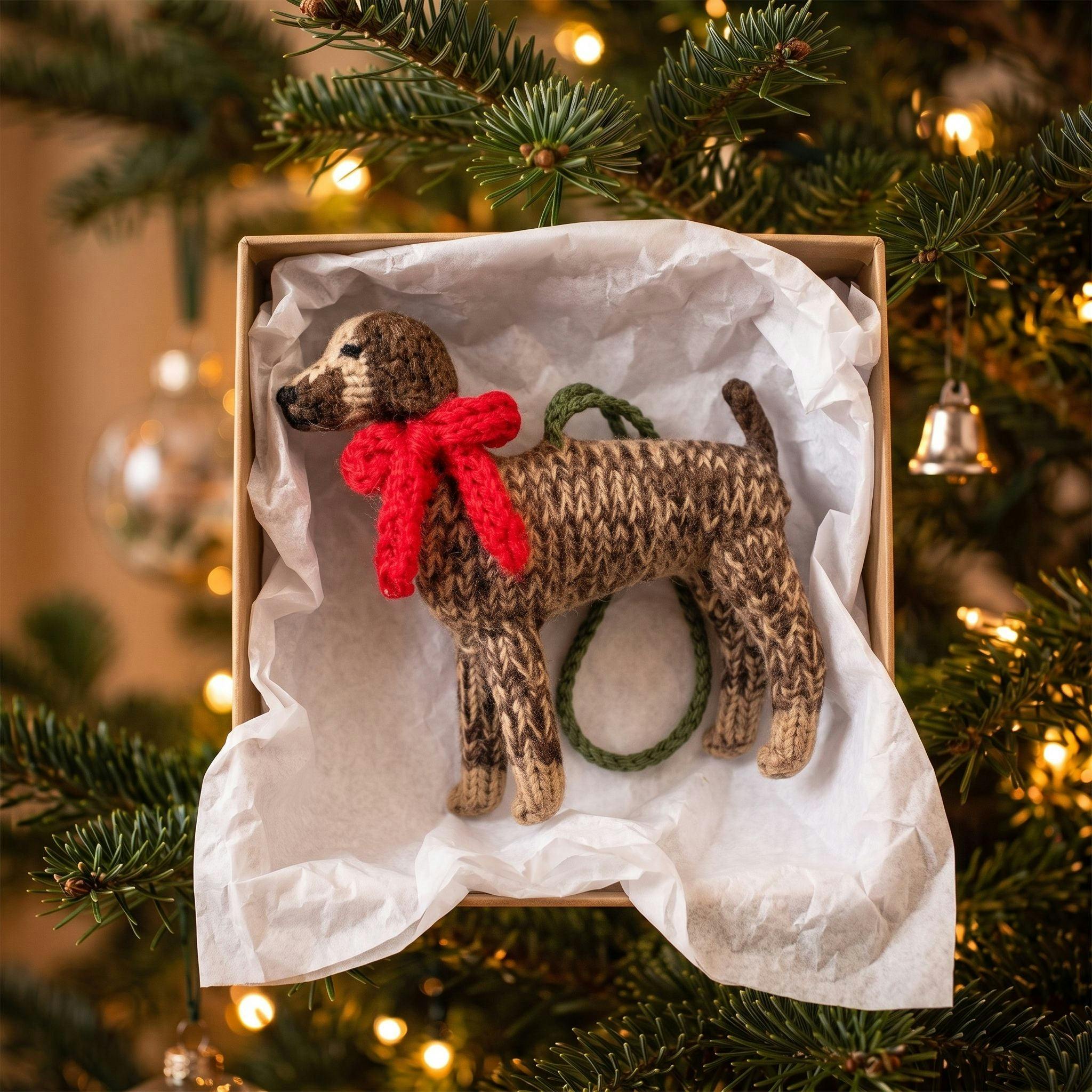 German Short Haired Pointer Dog Hand Knit Christmas Ornament