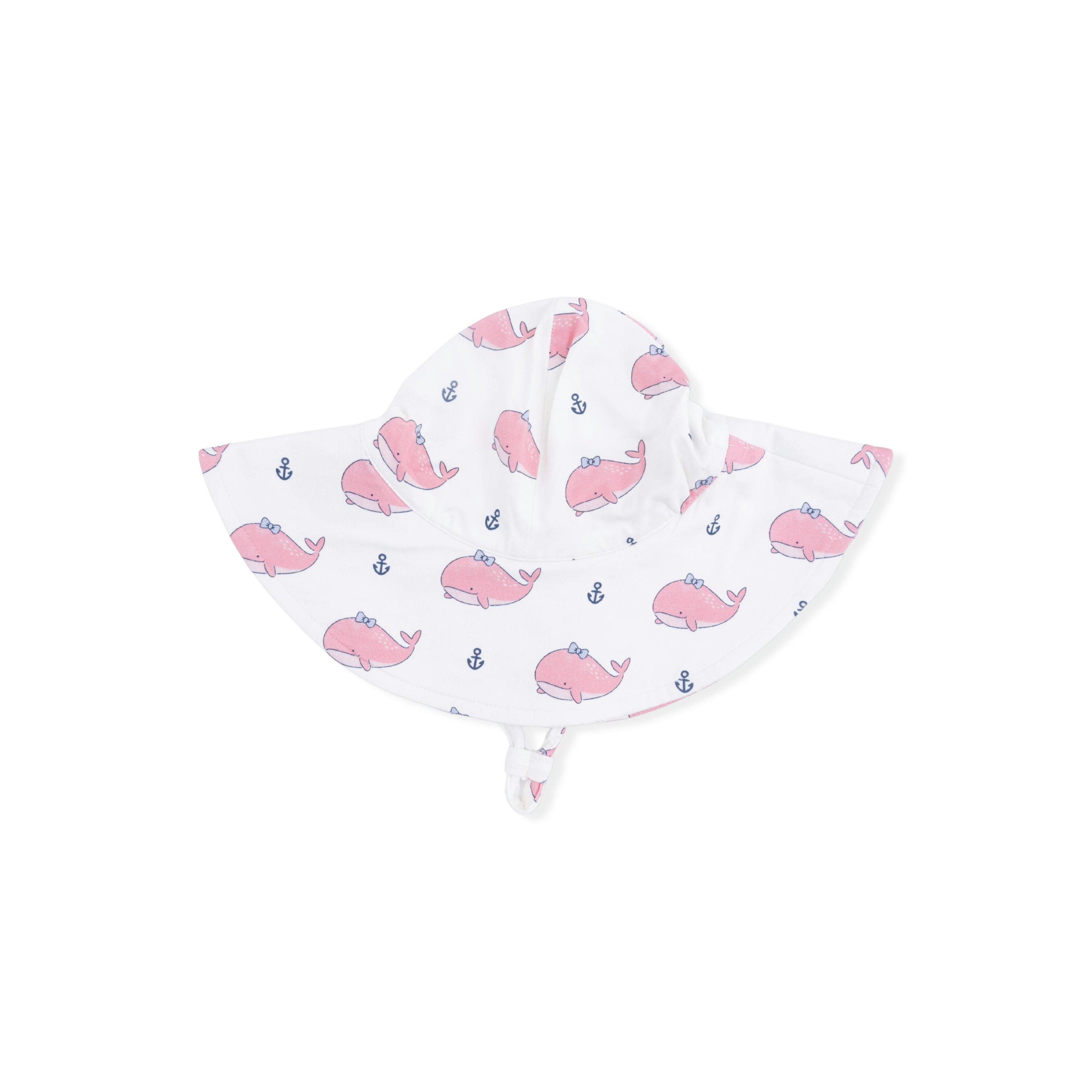 Bubbly Whale with Bow  Pink - Wide Brim Sun Hat