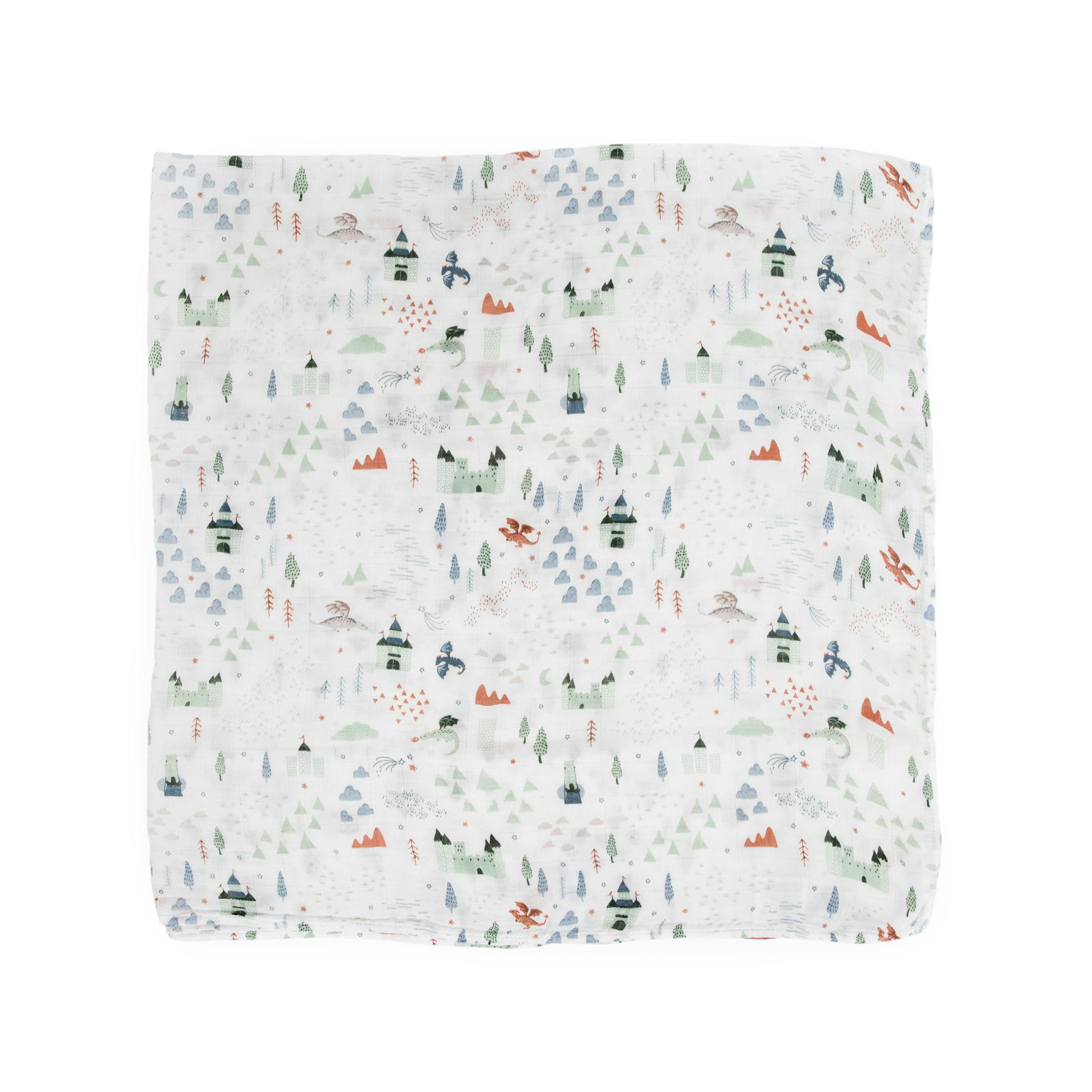 Deluxe Muslin Swaddle Blanket 2 Pack - Dragon Days