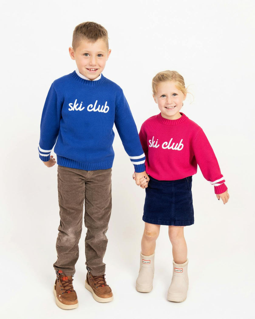 Kids Ski Club Sweater in Varsity Blue