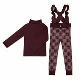 Ruffle Plaid Cross Ruffle Strap Ribbed Waist & Cuff Pant Overalls