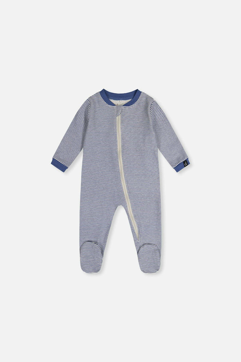 Baby Organic Cotton One Piece Pajama Blue Stripe Print