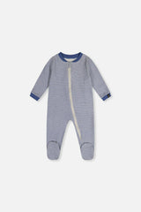 Baby Organic Cotton One Piece Pajama Blue Stripe Print