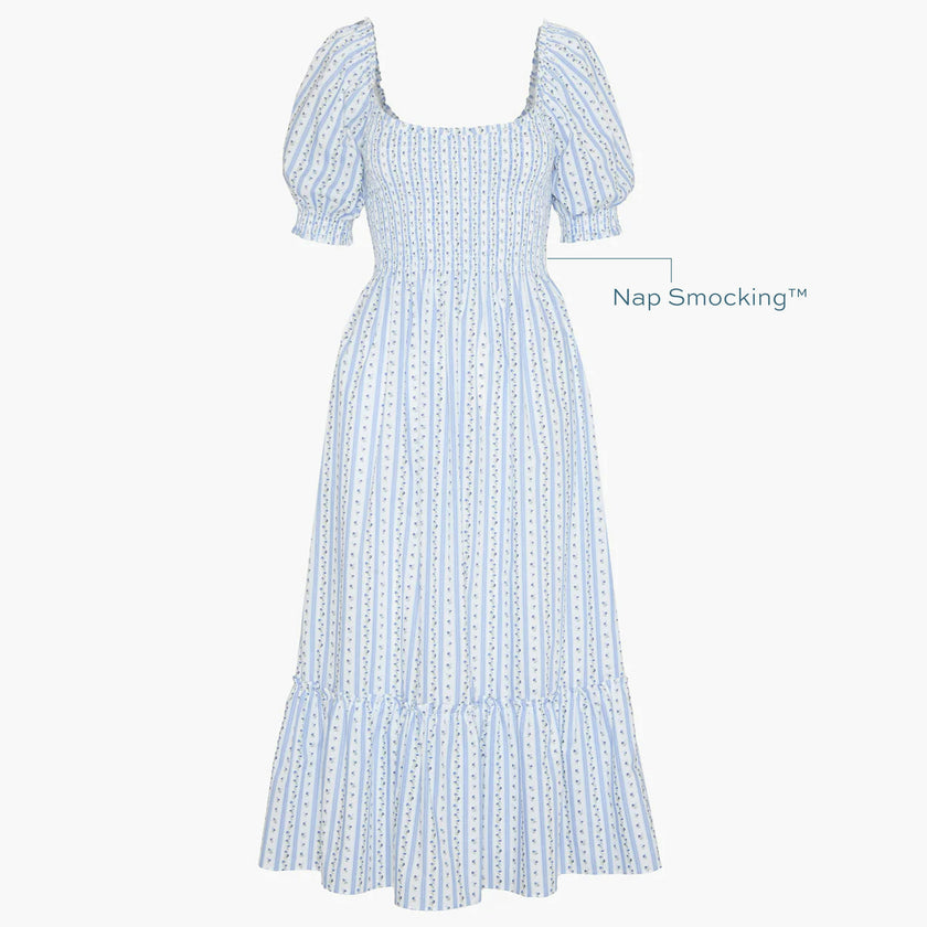 The Louisa Nap Dress - Blue Petal Stripe
