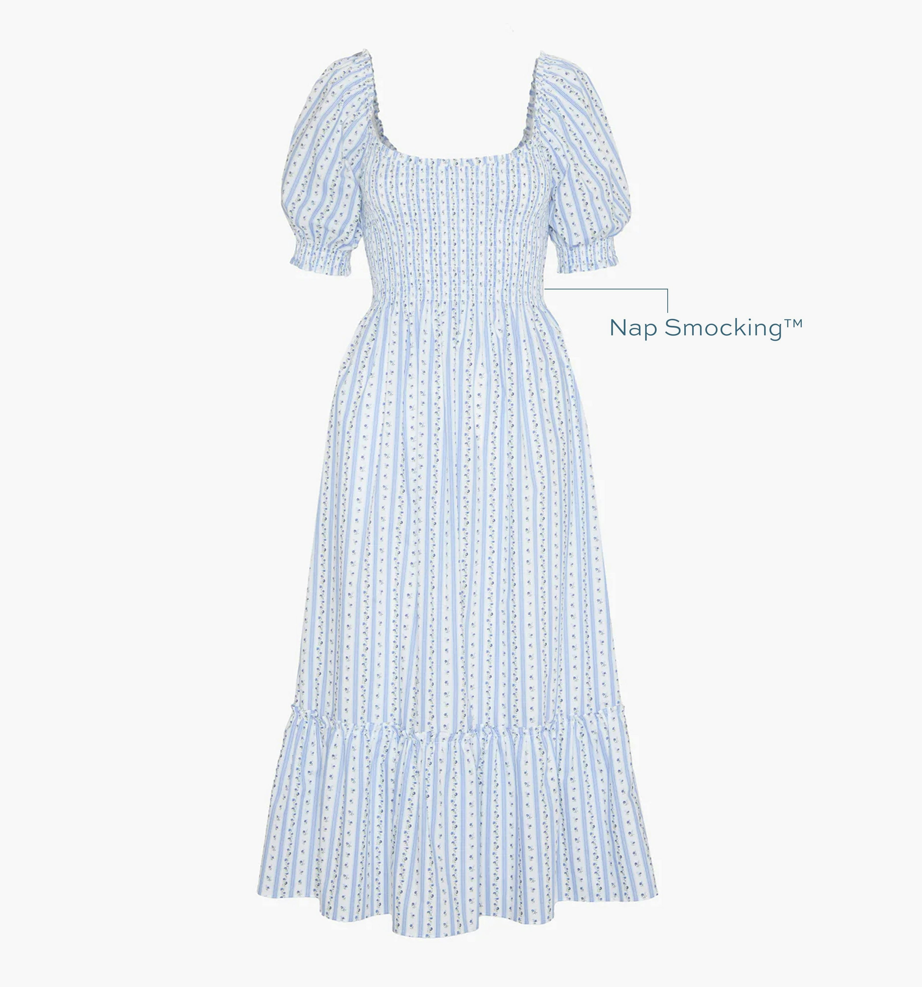 The Louisa Nap Dress - Blue Petal Stripe