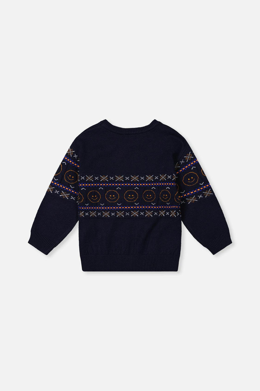 Jacquard Sweater Dark Blue