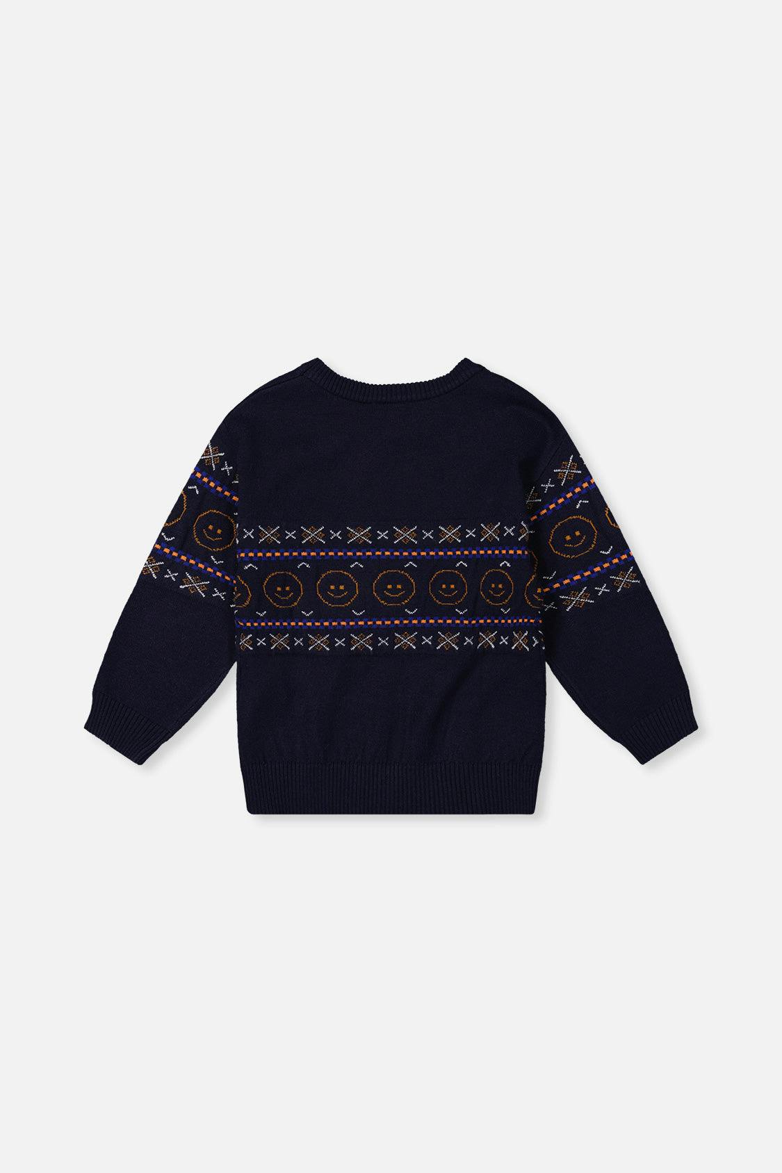 Jacquard Sweater Dark Blue